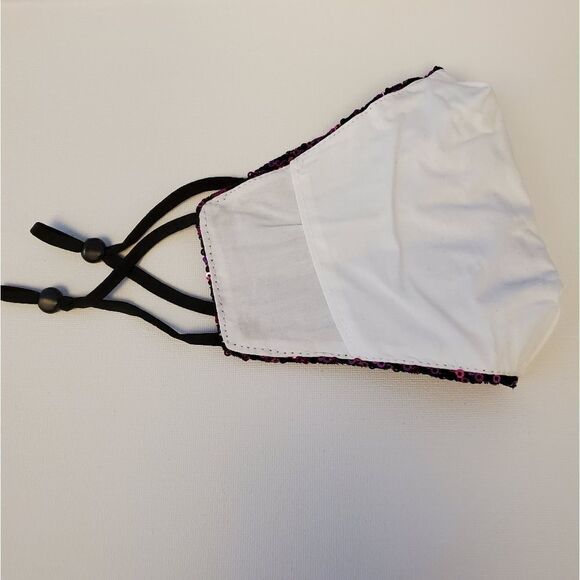 Designer Fuchsia Pink Sequin Face mask - Picture 2 of 2